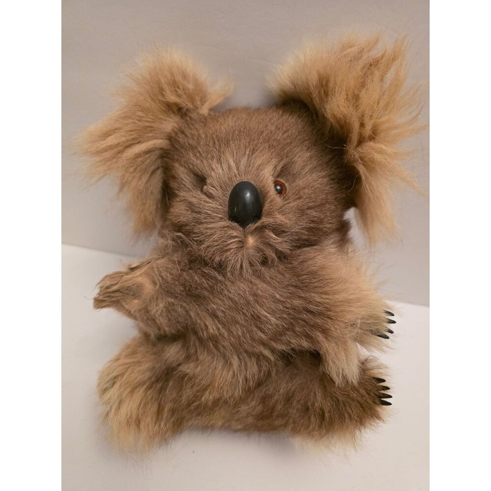 Australian Koala Plush Realistic Kangaroo Fur Animal 10" Handmade Vintage